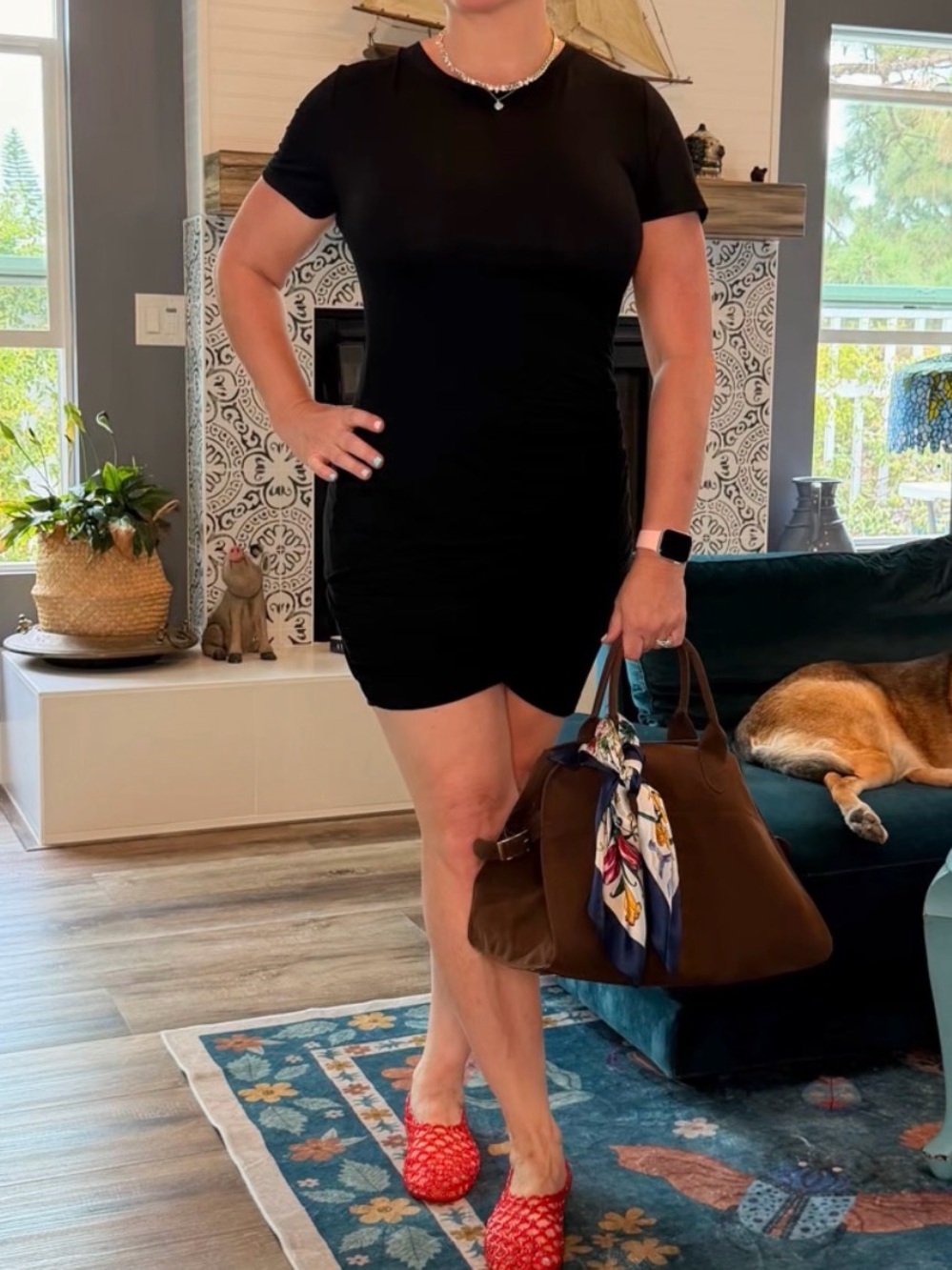 Cupshe Black Short Sleeve Mini Dress